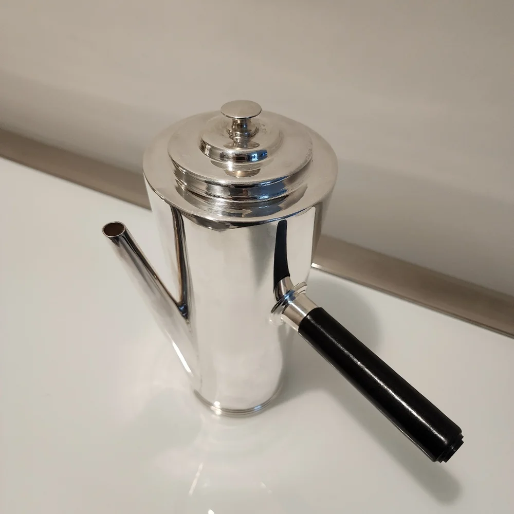 Restoration Hardware Silverplated Kyusu Teapot Coffee Pot Hot Chocolate Server